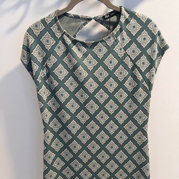 Zara Geometric Print Midi Pencil Dress Size L - Picture 2 of 7